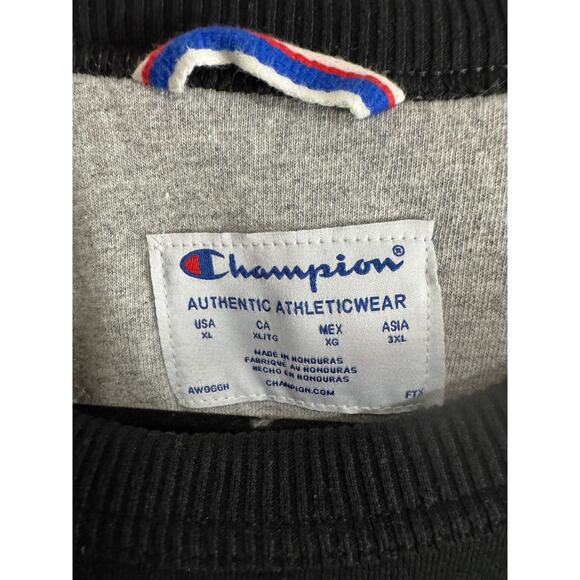 Champion Script Logo Black Sweatshirt Size XL - Picture 3 of 4